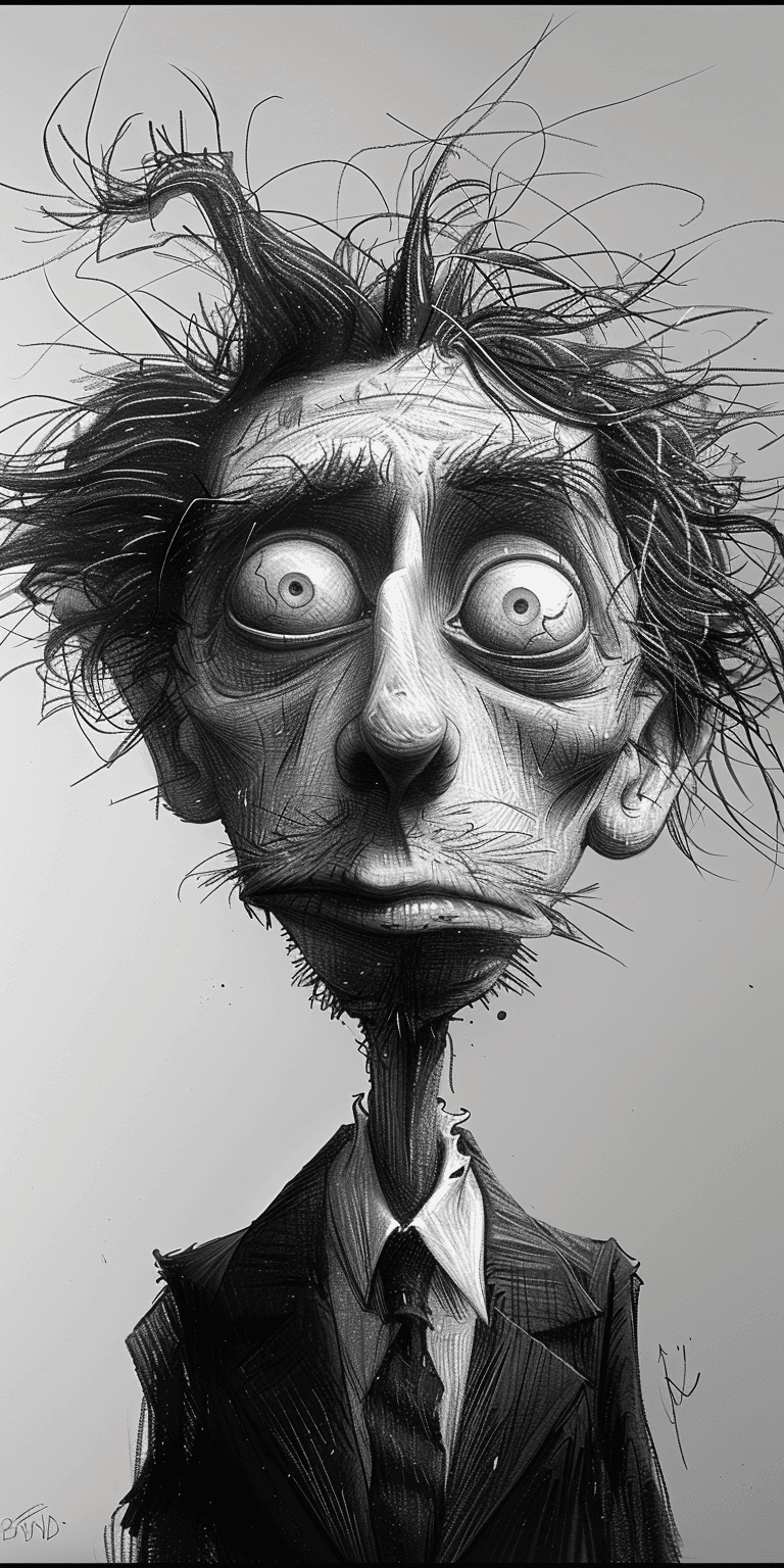 Midjourney prompt: A rough pencil sketch of a cartoon character man i... - Midjourney