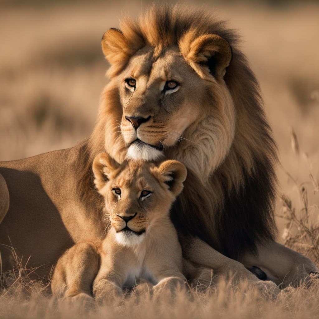 Lion with cub - Stable Diffusion