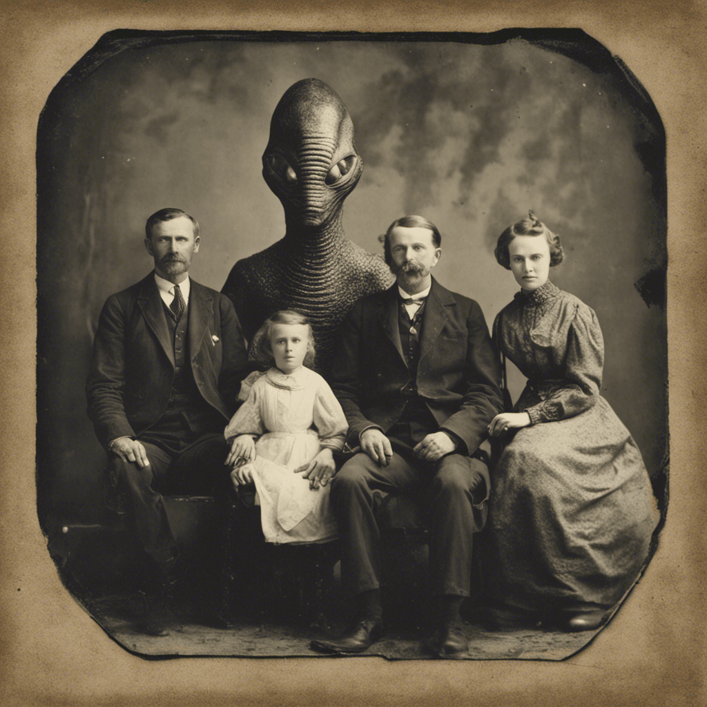 Stable Diffusion prompt: daguerotype photo, family, with alien monster, sty - Stable Diffusion