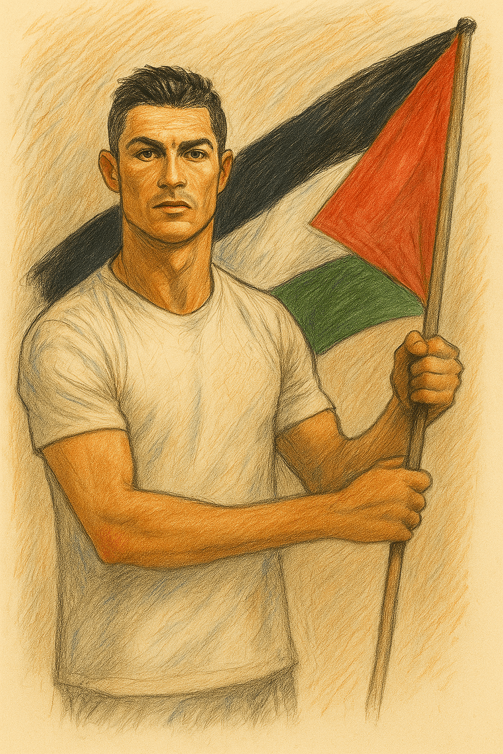 ChatGPT Image prompt: make cristiano ronaldo with palestine flag with co - ChatGPT Image