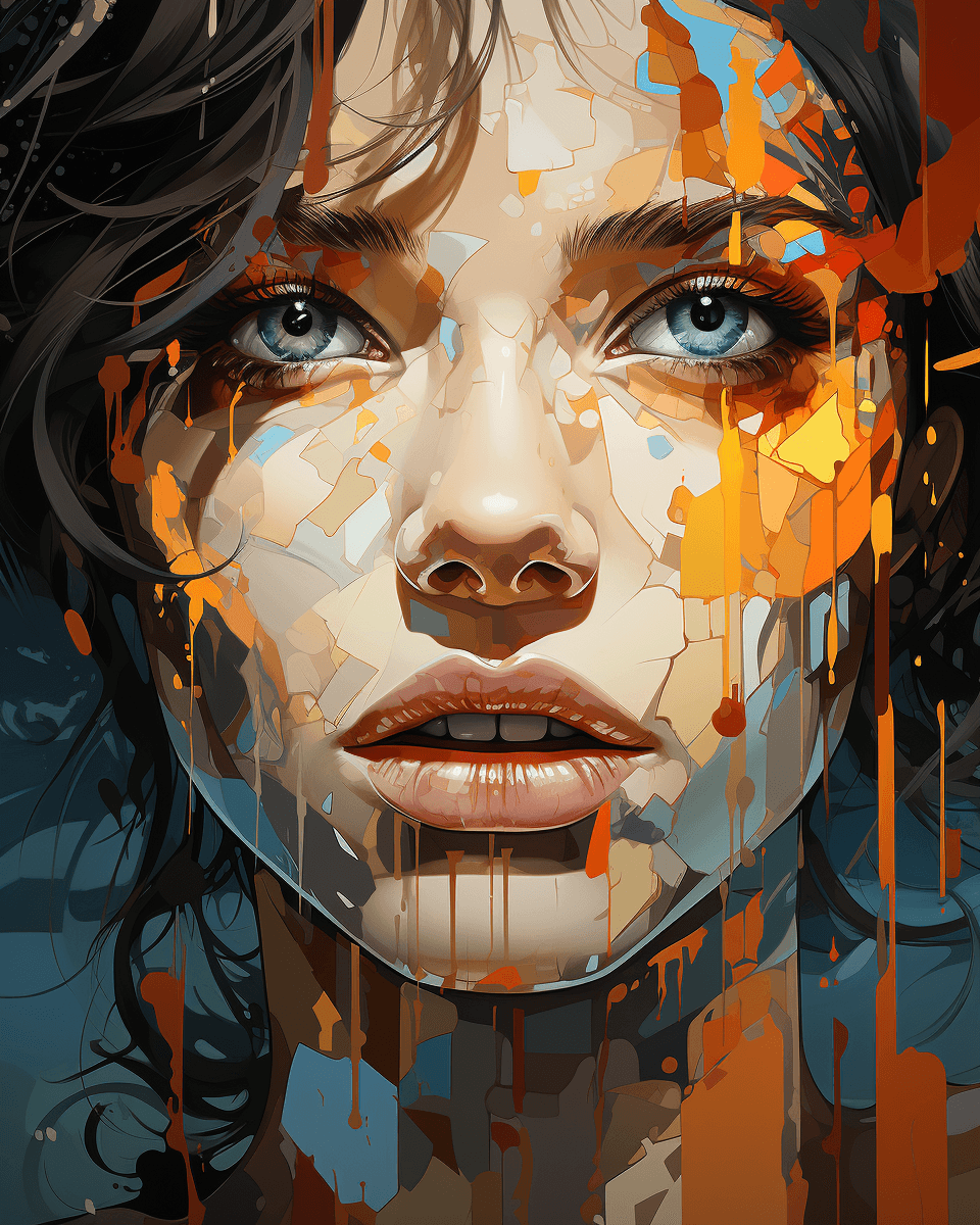 Midjourney prompt: an painting on the canvas of a woman in colorful t... - Midjourney
