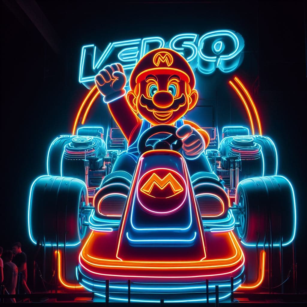 Mario Kart Neon Light Sign Verso Zone - Stable Diffusion
