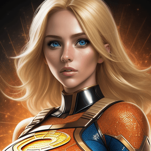 DreamShaper prompt: Female woman superhero with blonde hair, hazel eye... - DreamShaper