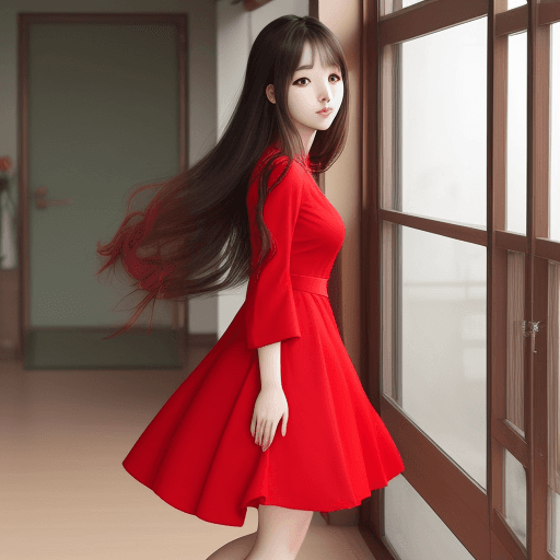 DreamShaper prompt: cute 1500s korean girl, korea transitional red dre... - DreamShaper