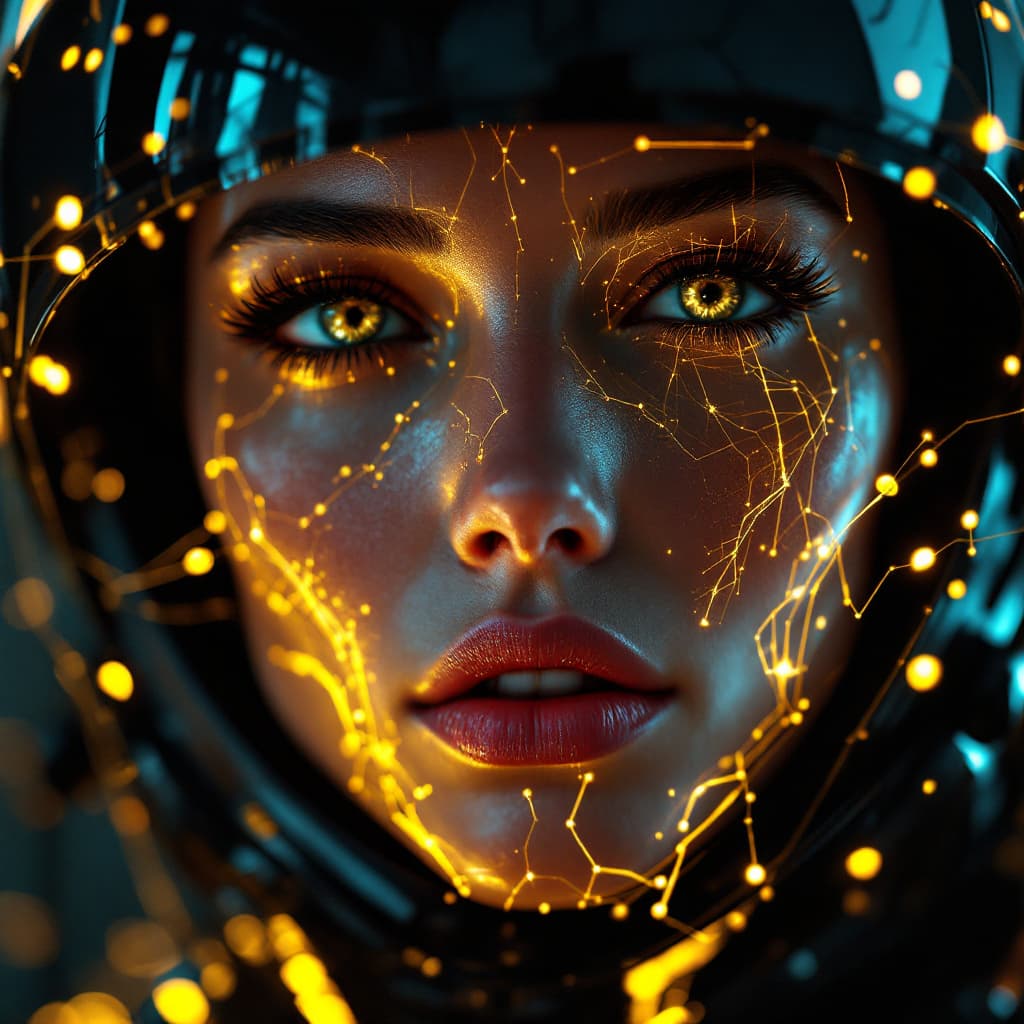 FLUX prompt: man wearing a cyberpunk style shiny black helmet w... - FLUX
