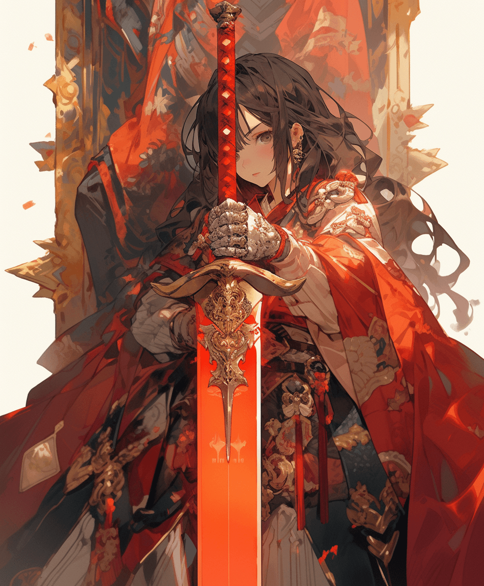 Midjourney prompt: a cute girl holding a sword and smuggled away for ... - Midjourney