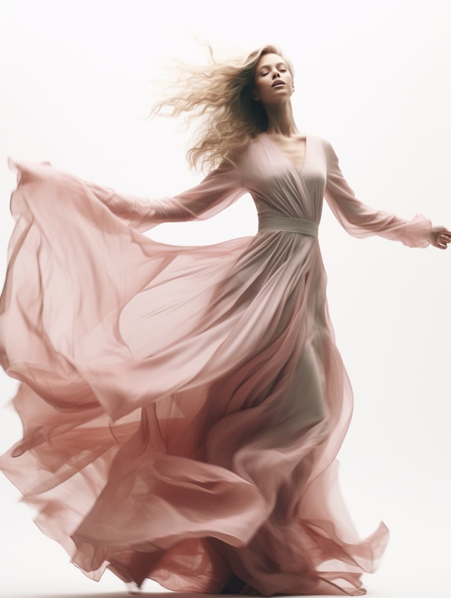 Midjourney prompt: a woman in a long dress on the cover of a magazine... - Midjourney