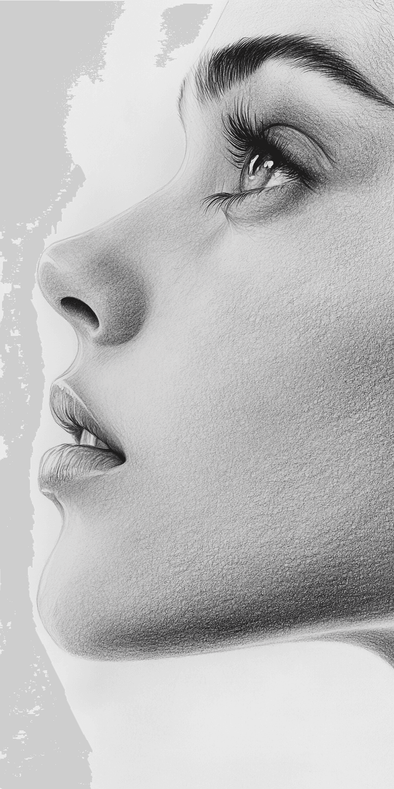 Midjourney prompt: graphite pencil drawing, simple, woman's face, bea... - Midjourney