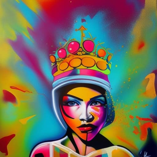 Midjourney prompt: queen in vibrant style - Midjourney