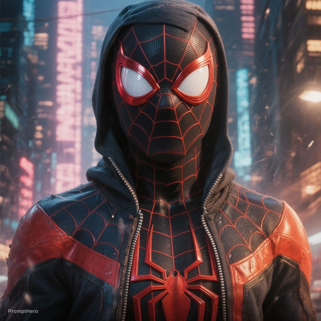 Hero prompt: spider man, Miles Morales, comics art, render, hig... - Hero
