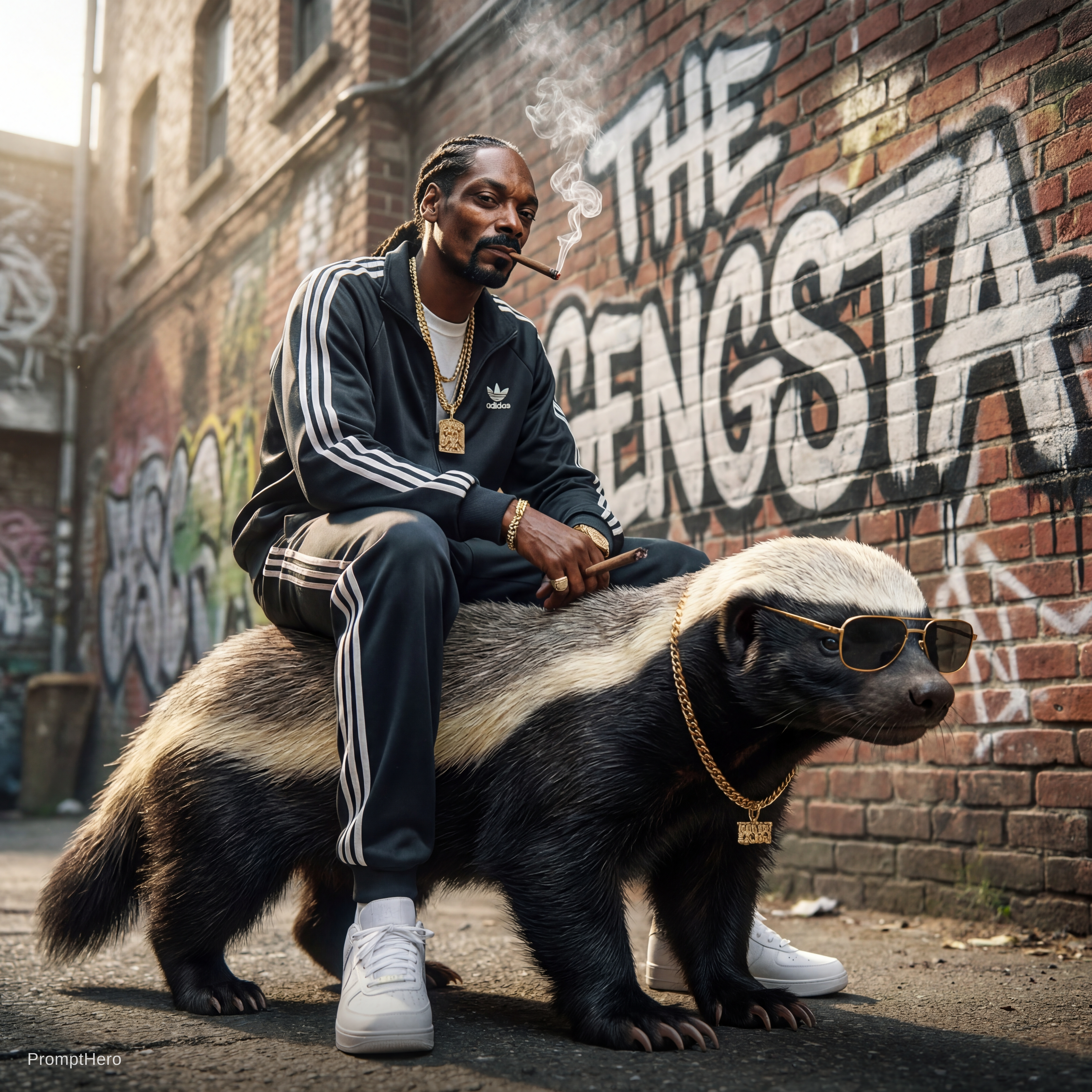Nano Banana prompt: Boleh kau buatkan tak? Honey badger snoopdog dalam... - Nano Banana