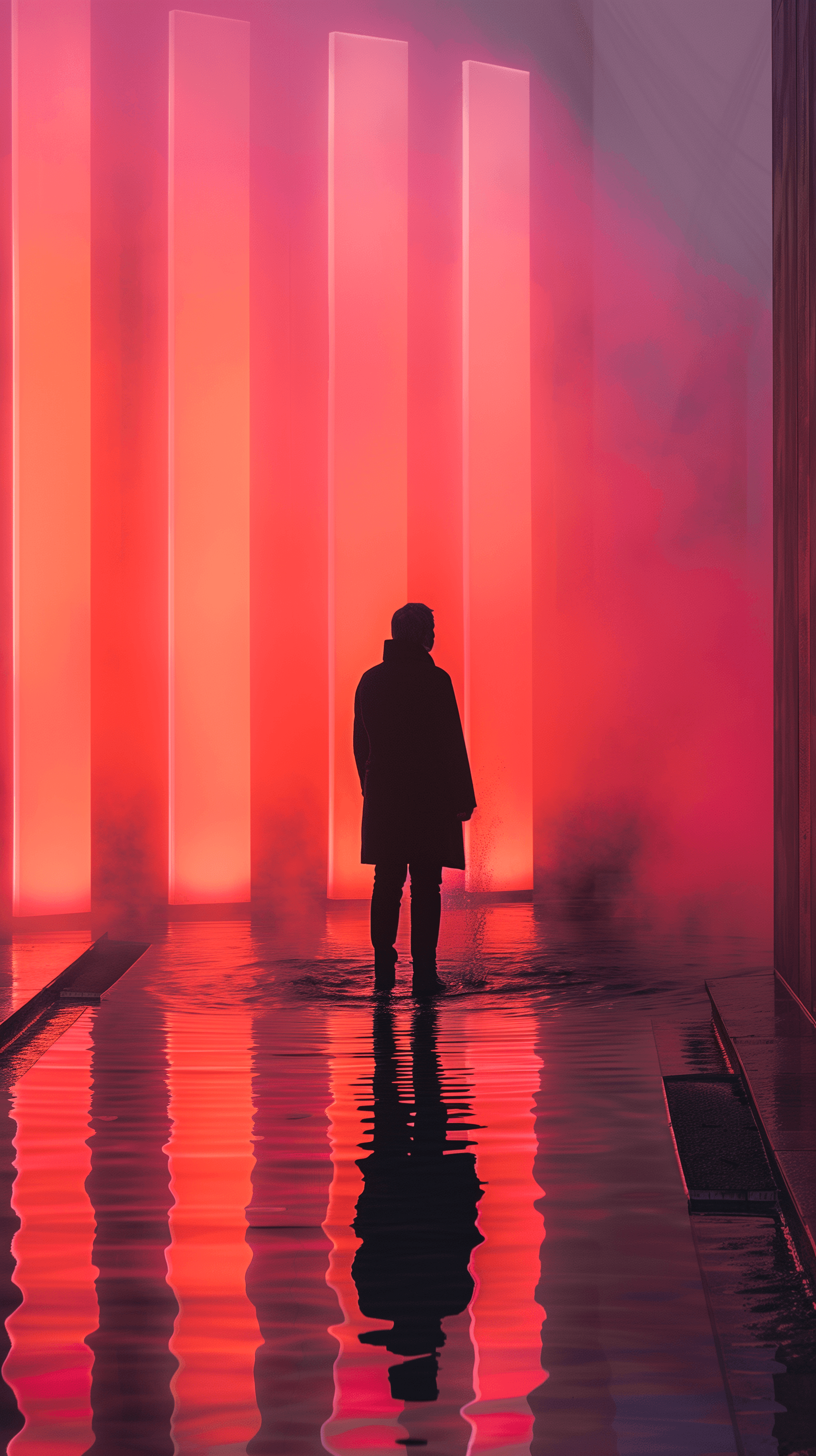 Midjourney prompt: silhouette of a lone individual stands before a ro... - Midjourney
