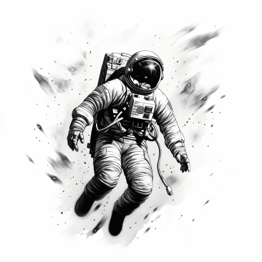 Midjourney prompt: astronaut tattoo design, black and white, no color... - Midjourney