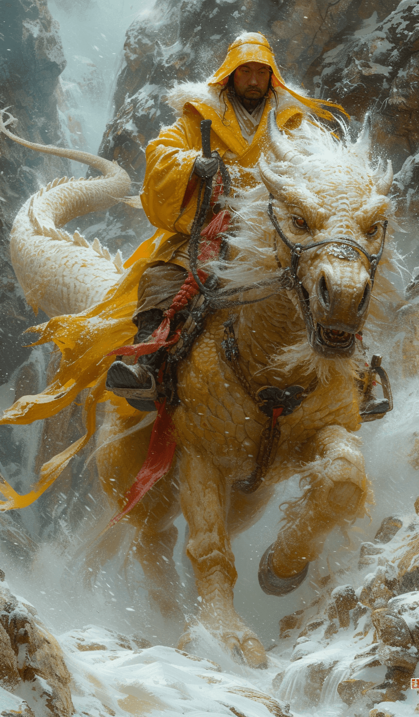 Midjourney prompt: horse rider, in the style of cinematic montages, d... - Midjourney