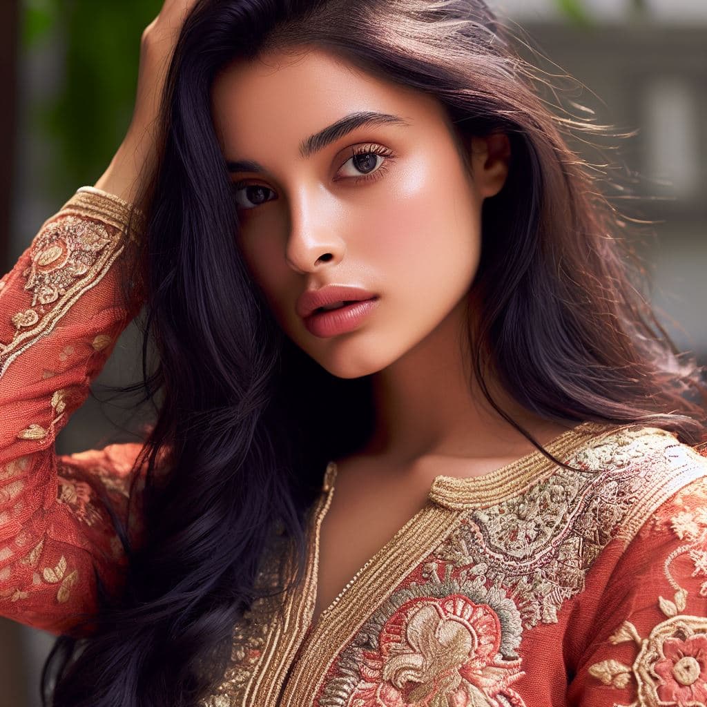 DALL·E prompt: A realistic beautiful desi girl, age 22, camera lo - DALL·E