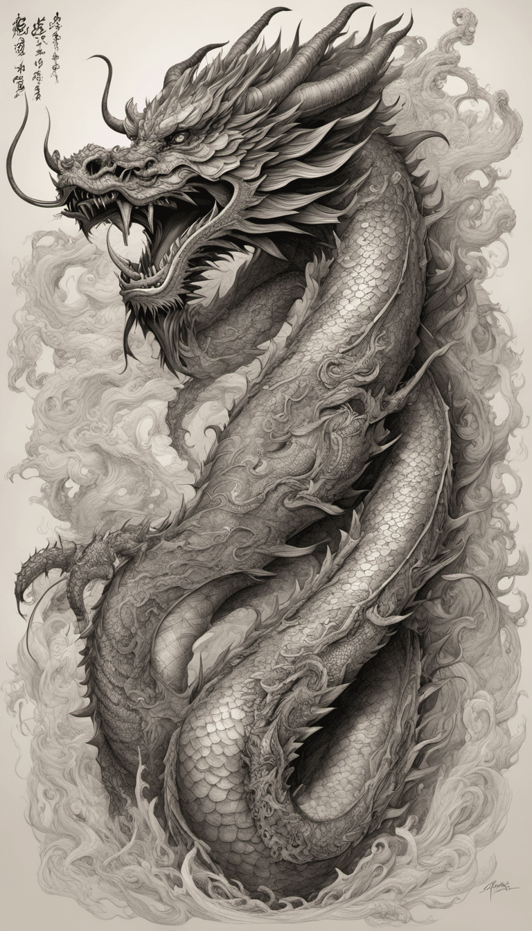 Stable Diffusion prompt: asian dragon, pen and ink, intricate line drawings... - Stable Diffusion