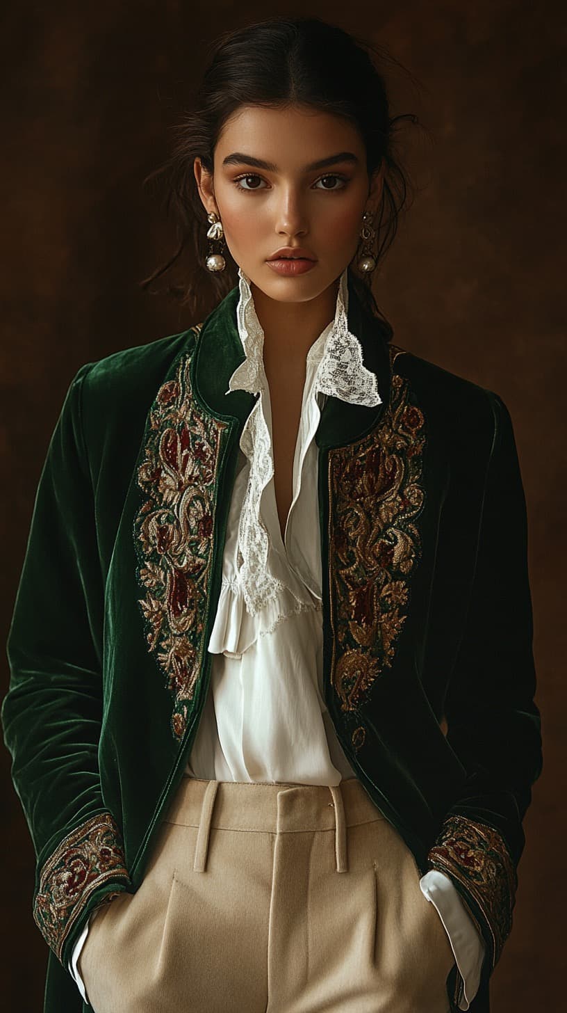 Midjourney prompt: fashion cover, front view, upper-body, A woman mod... - Midjourney