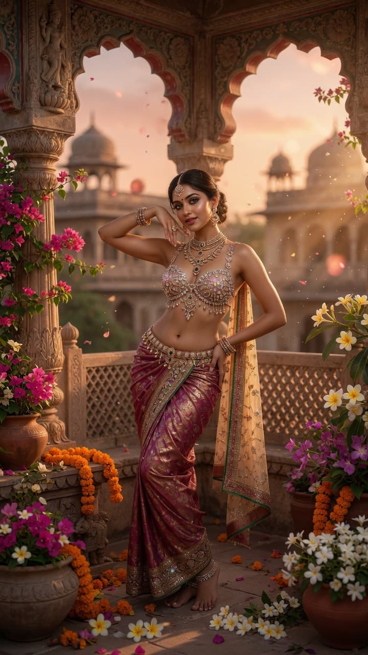 A stunningly beautiful young woman dressed as an e... - PromptHero