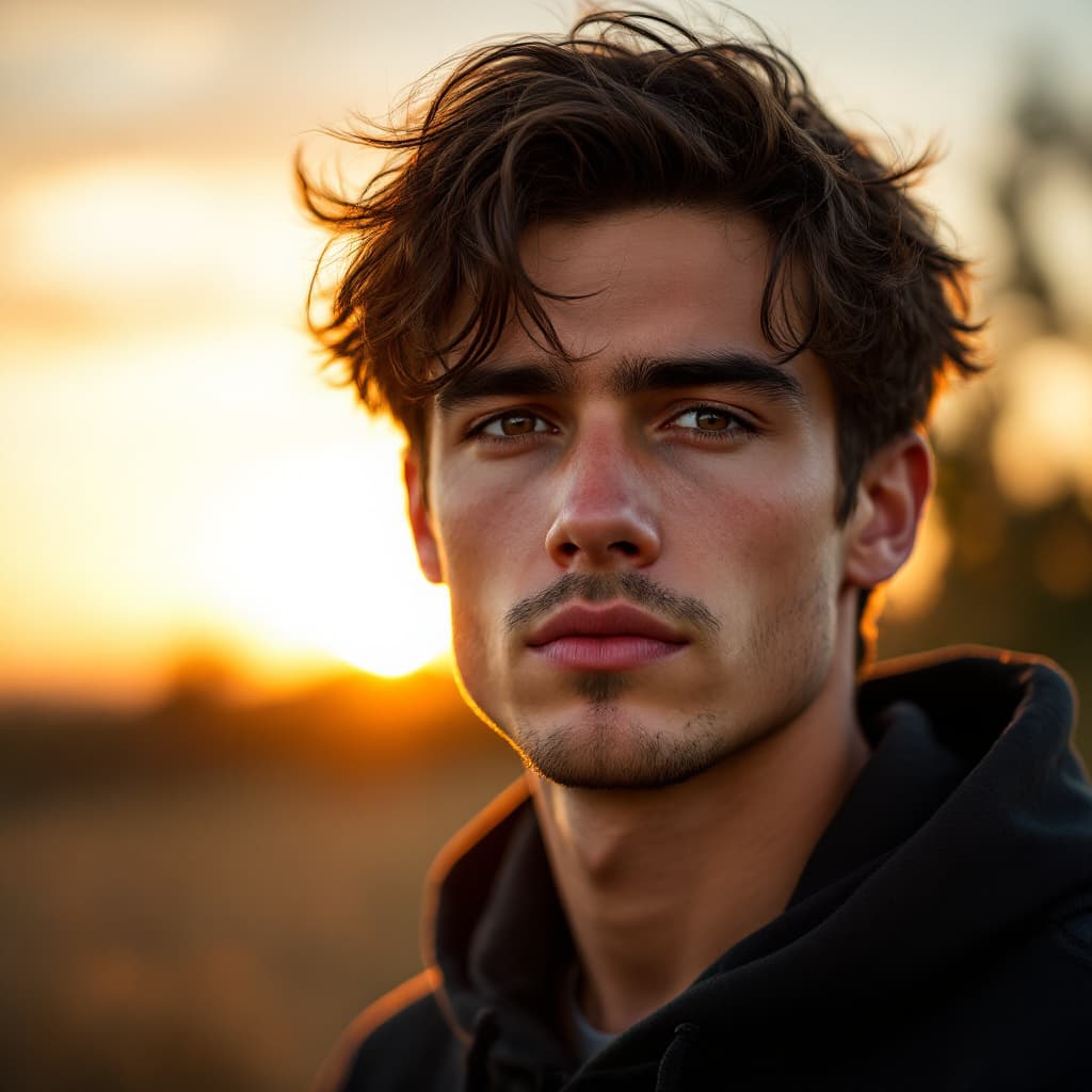 FLUX prompt: A photo of an attractive young man with messy dark... - FLUX