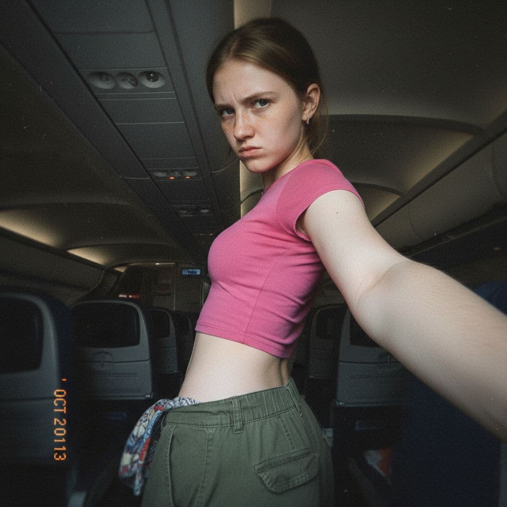Nano Banana prompt: A lo-fi 2010s iPhone selfie ofa casual girl, no cl... - Nano Banana