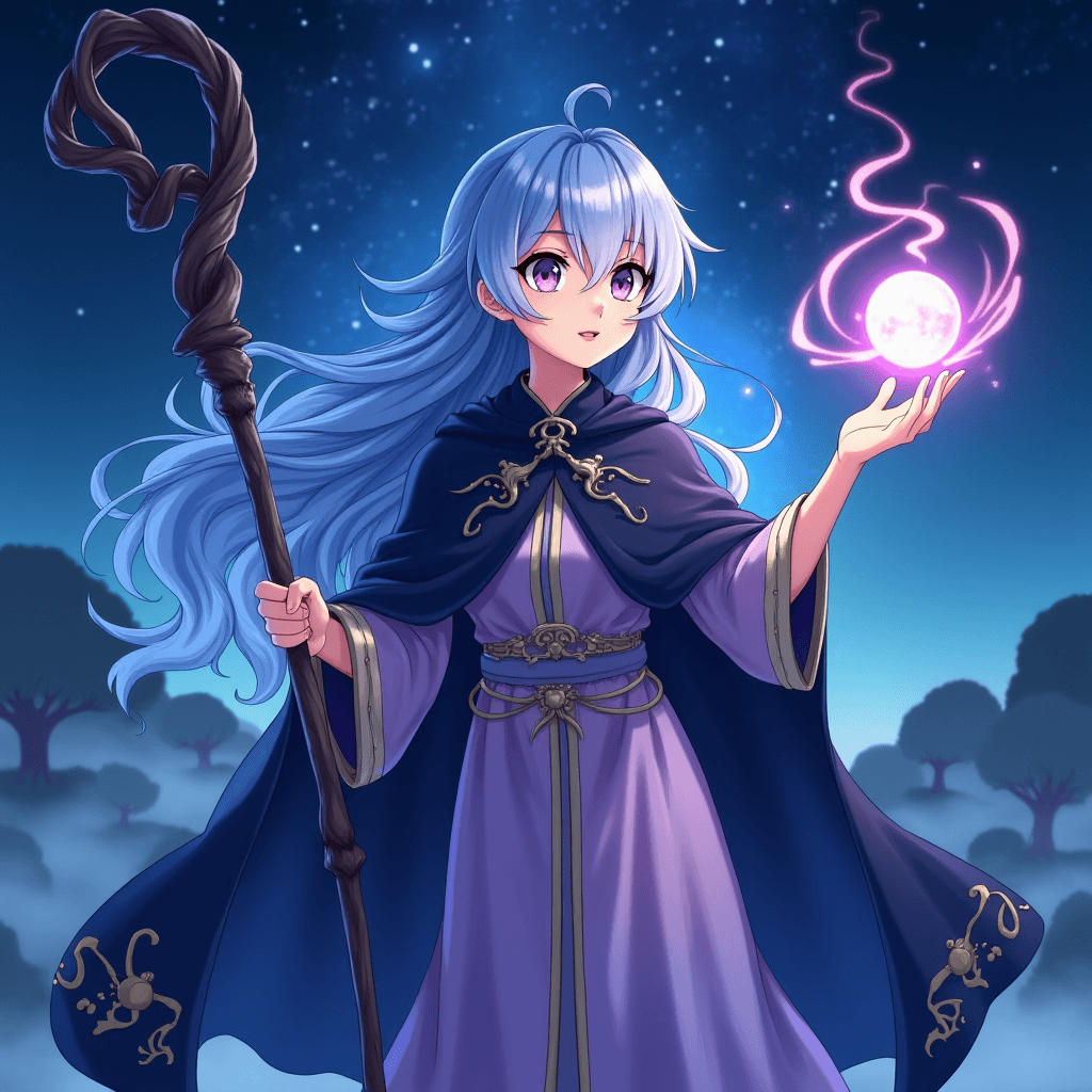 FLUX prompt: A young wizard girl stands confidently, her long, ... - FLUX
