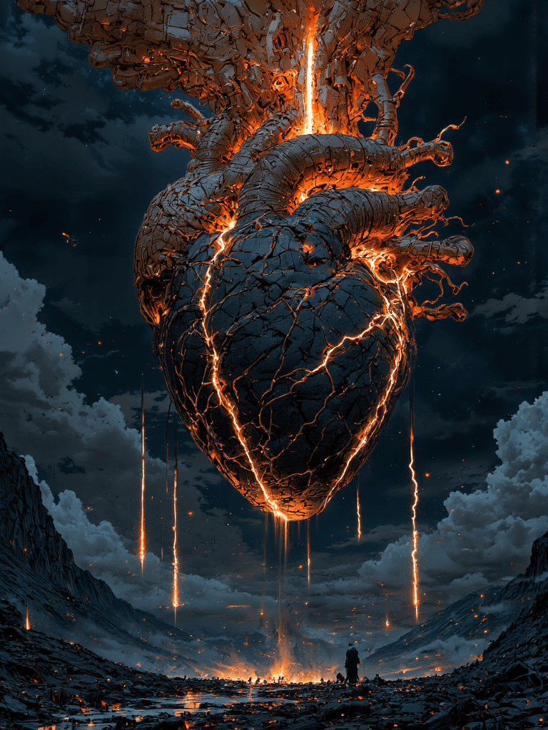 FLUX prompt: A colossal, anatomically correct human heart, ... - FLUX