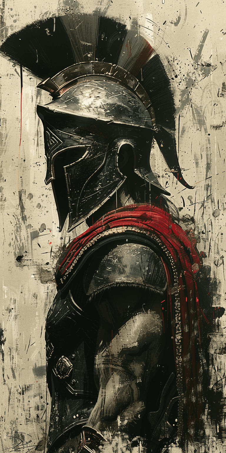 Midjourney prompt: Ink painting of an ancient Greek soldier in black ... - Midjourney