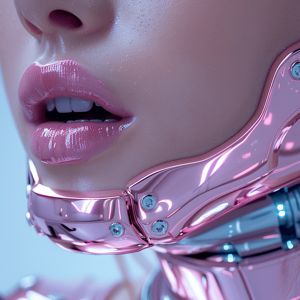 wearing a metalic pink suit in cybercity - Midjourney