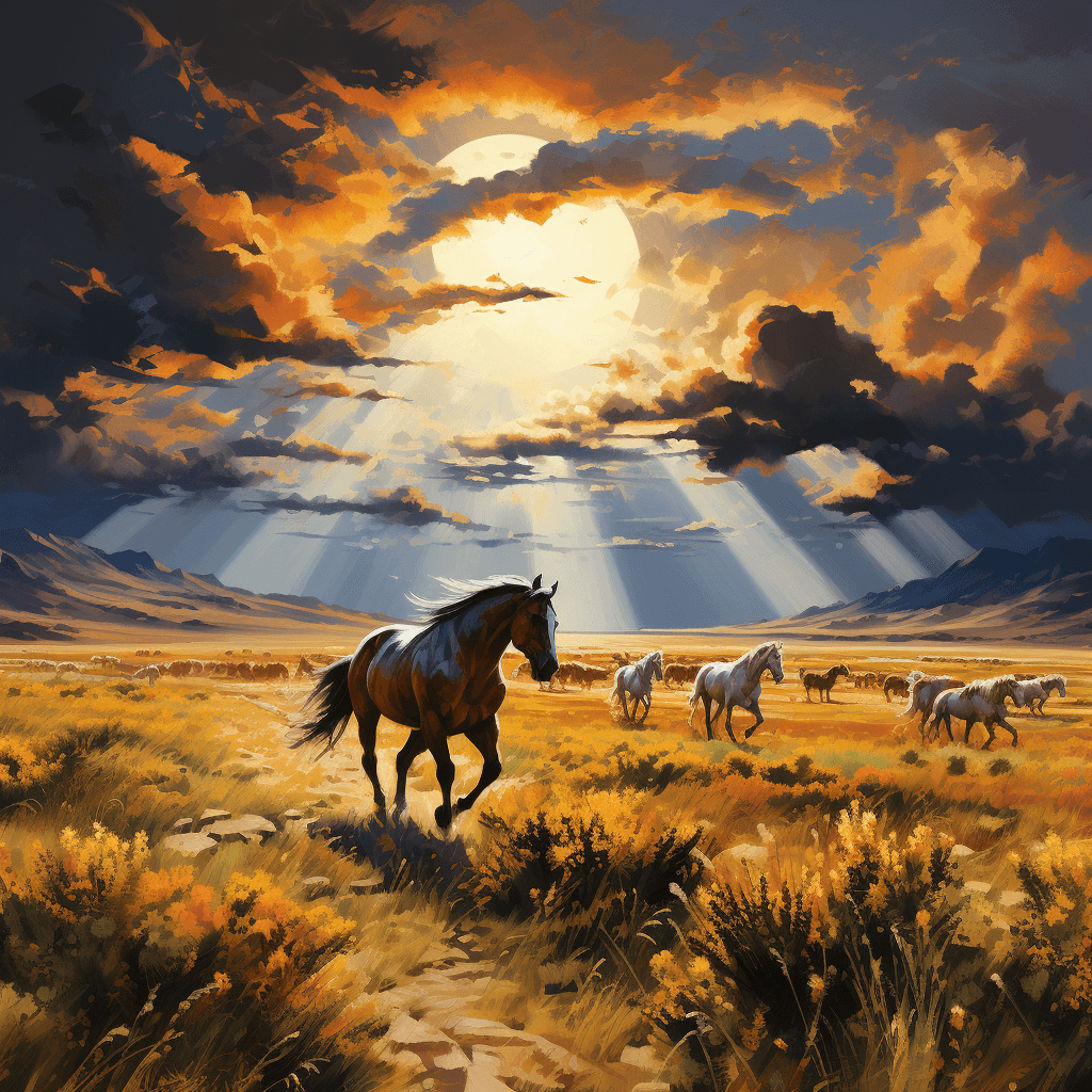 Midjourney prompt: Craft an image of an expansive, rolling prairie, w... - Midjourney