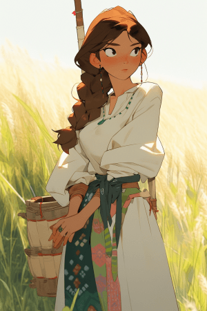 Midjourney prompt: A whimsical anime peasant from the rustic Joseon d... - Midjourney