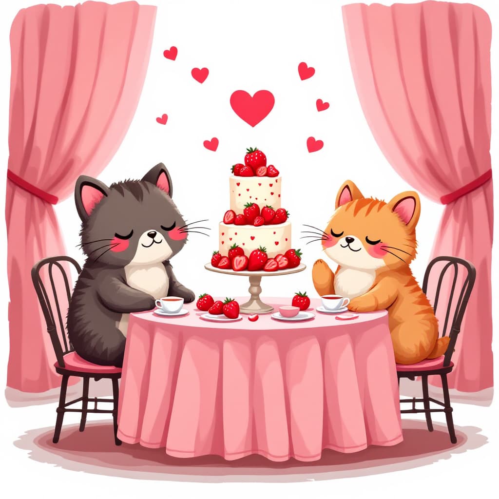 FLUX prompt: Create a clipart of a cute kawaii tea party scene ... - FLUX