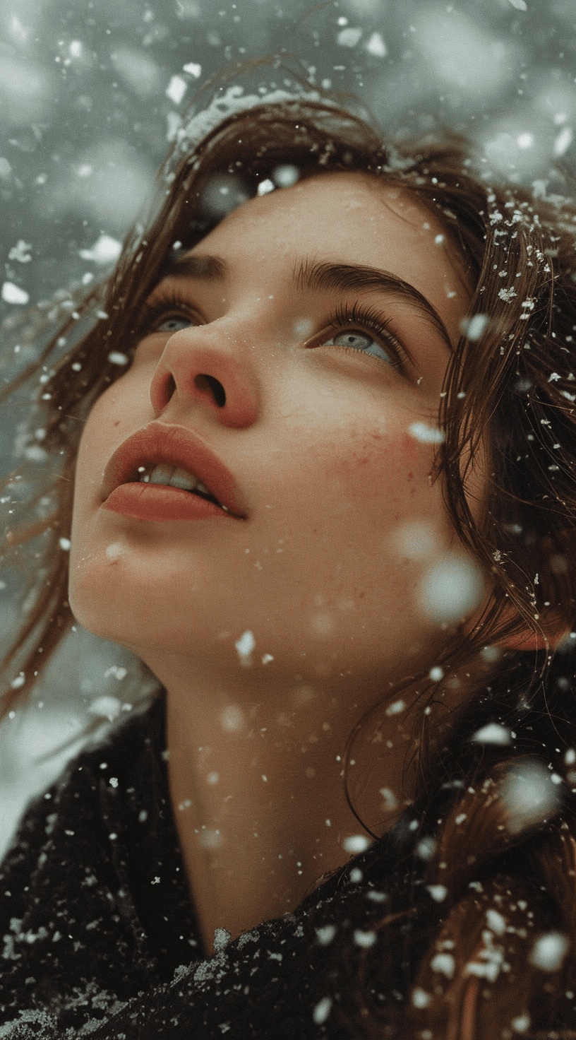 Midjourney prompt: a young woman with her long hair flying in the air... - Midjourney