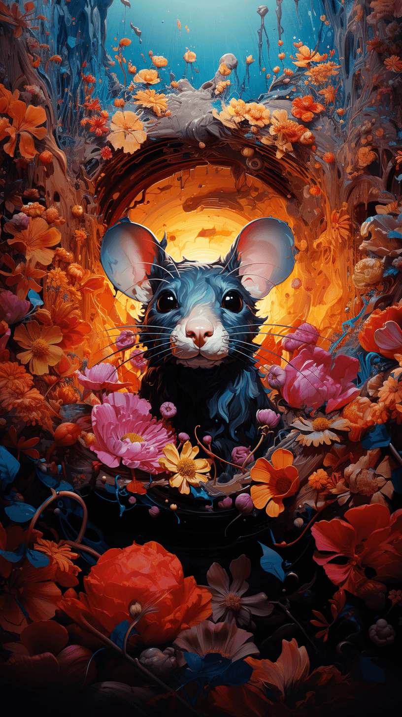 Pop surrealistic black rat - Midjourney