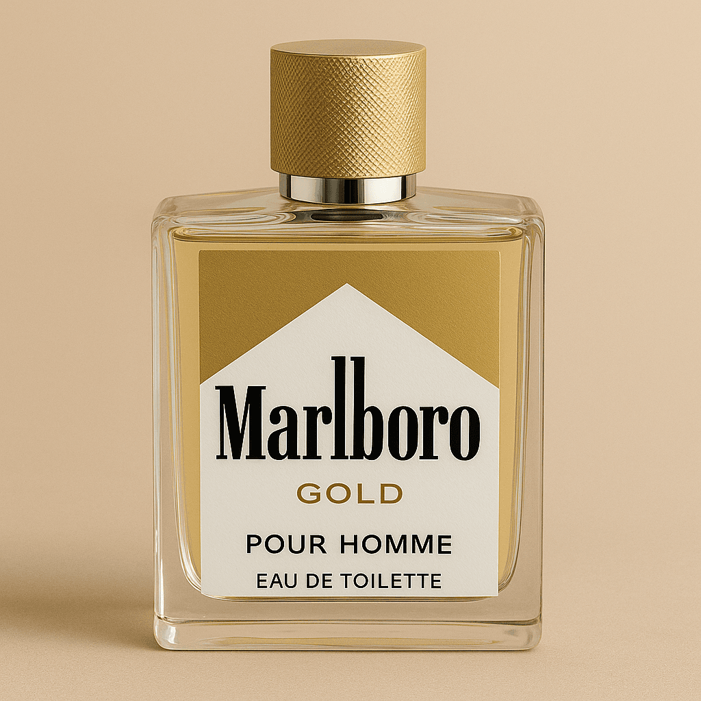 Sora prompt: Create a perfume that emulates a marlboro gold pac - Sora