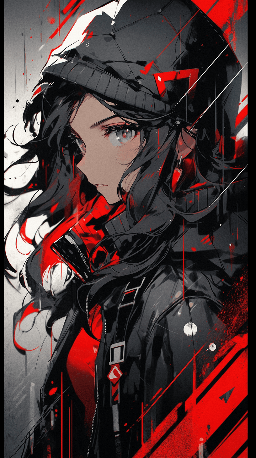 Midjourney prompt: a painting of woman with red and black stripes, in... - Midjourney
