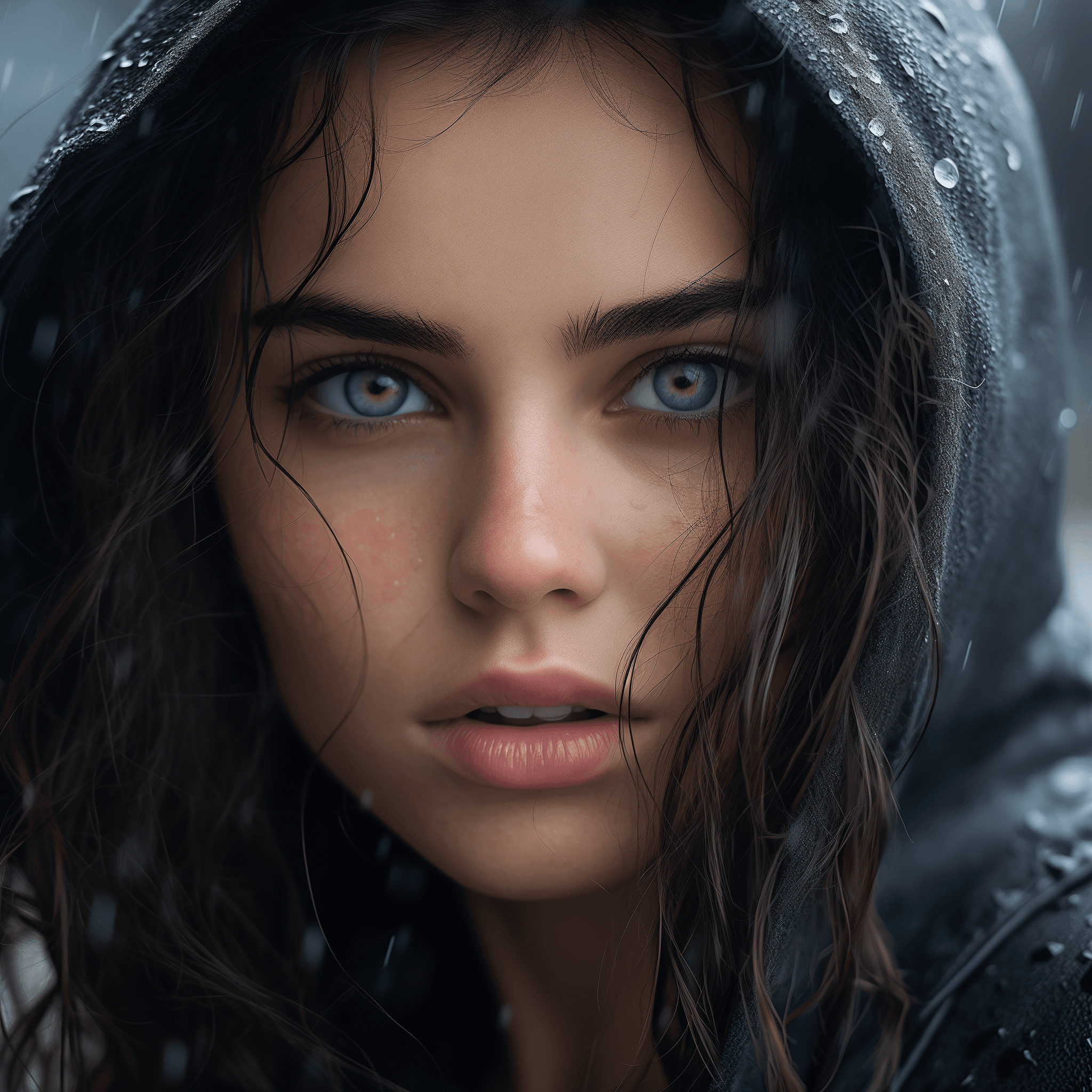 Girl in the rain - Midjourney