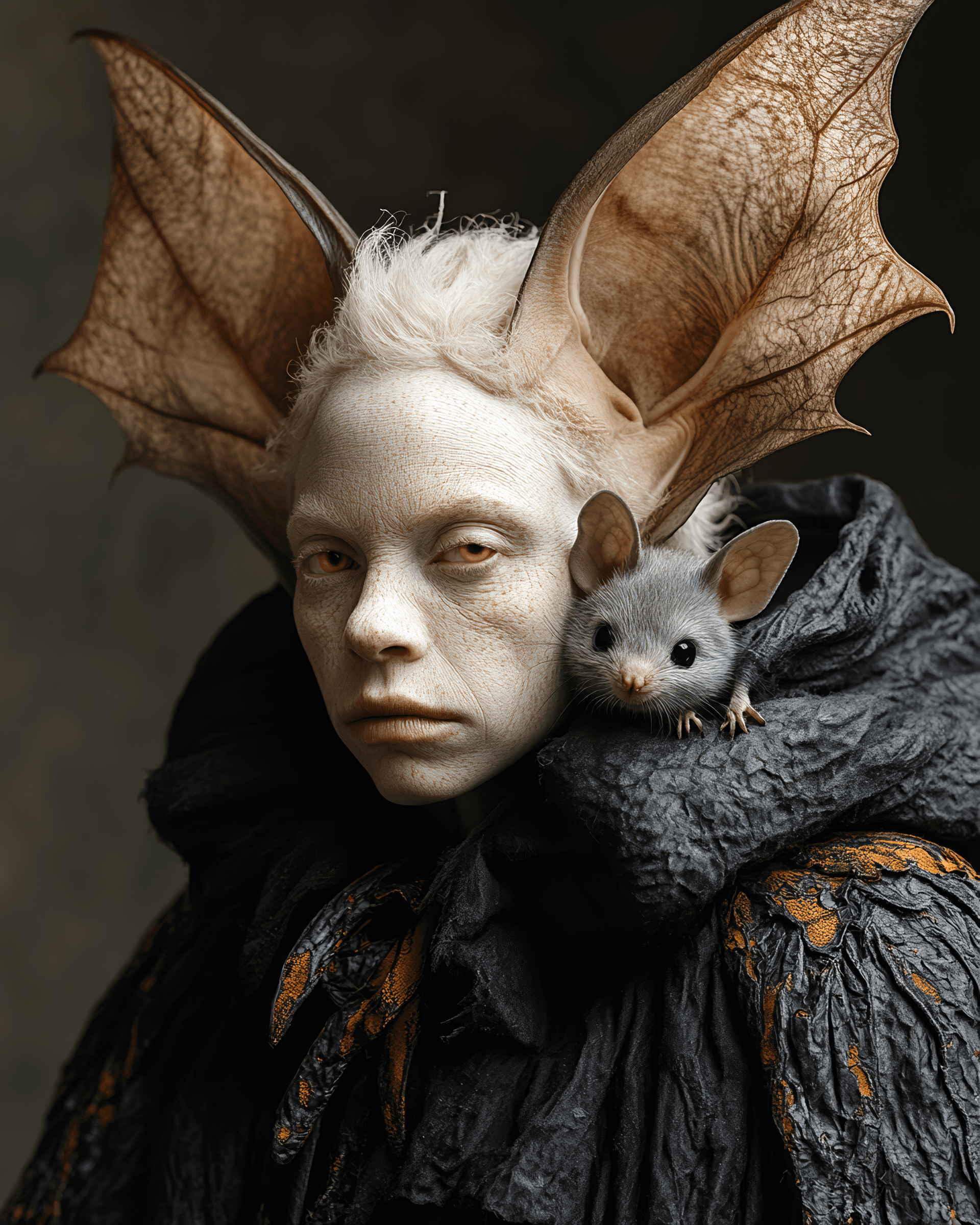 Mouse rider on the albino witch - Midjourney