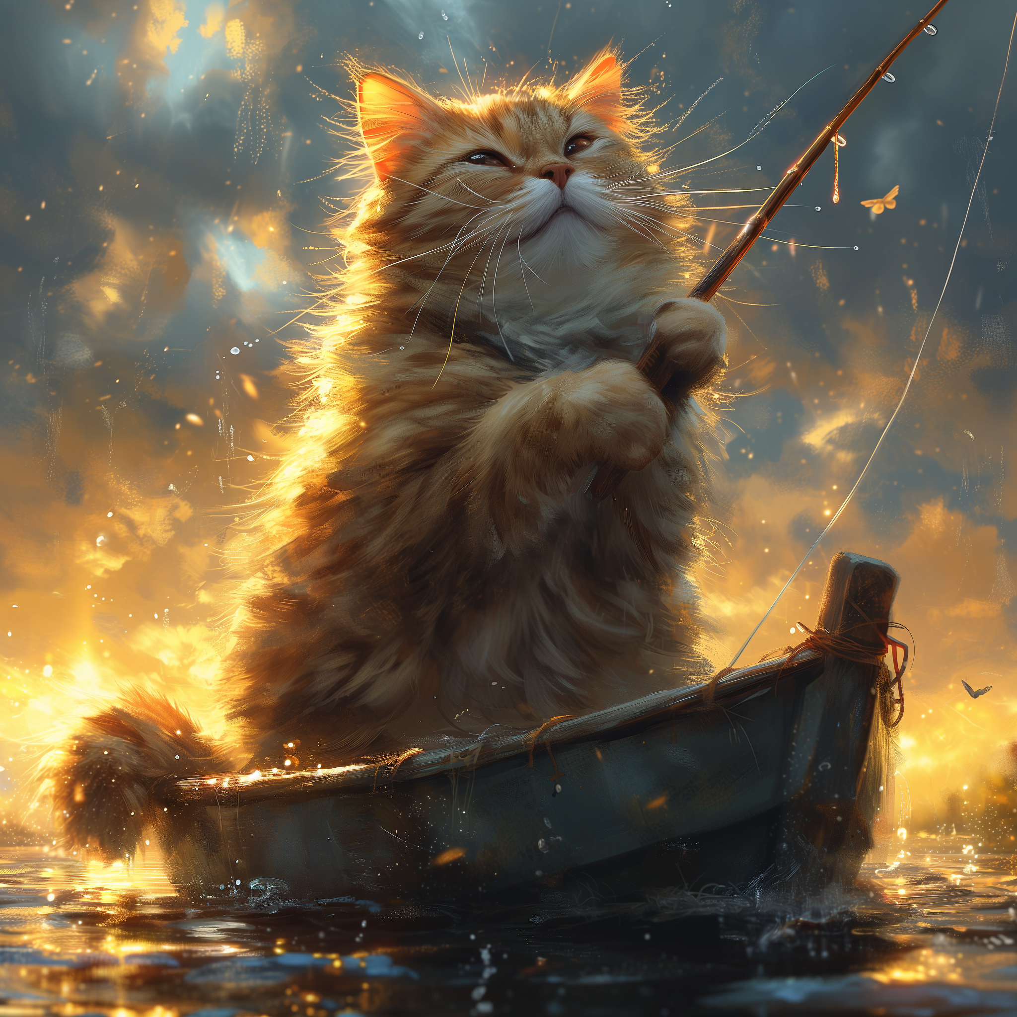 a cat fishing - Midjourney