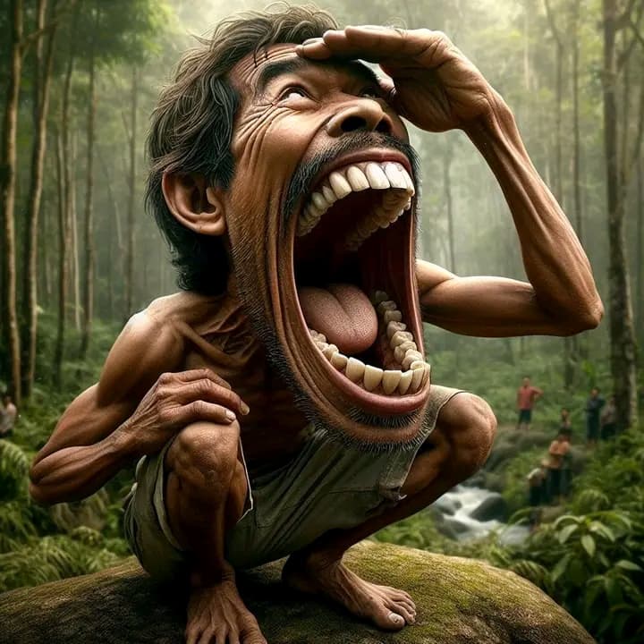 DALL·E prompt: an Indonesian guy, opened his mouth as wide as pos... - DALL·E