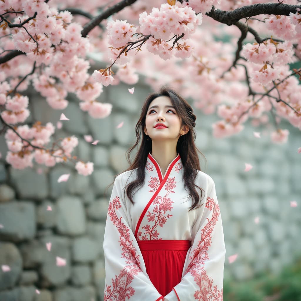FLUX prompt: A woman in a traditional Chinese Hanfu dress, whit... - FLUX