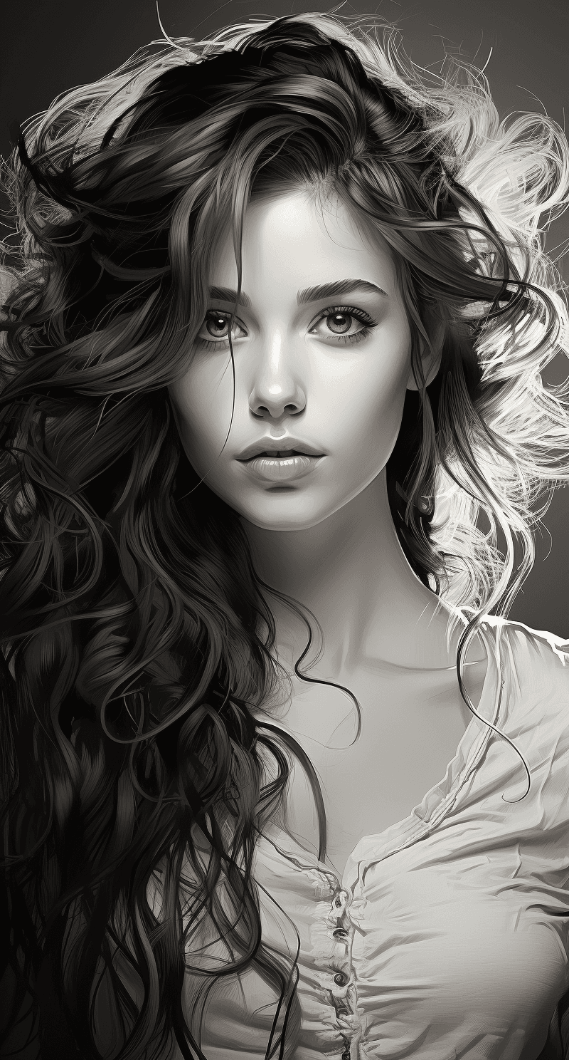 Midjourney prompt: free pencil drawings, in the style of beautiful wo... - Midjourney