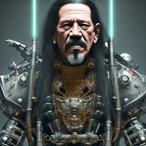 Openjourney prompt: octane render of cyberpunk danny trejo with a samu... - Openjourney