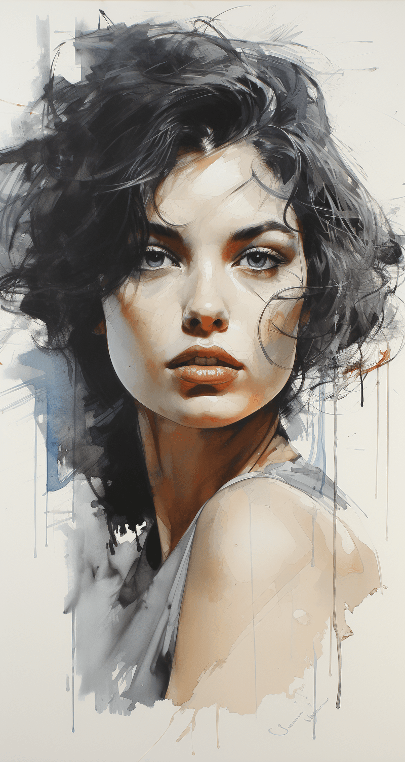 Midjourney prompt: drawing of a beautiful woman in a portrait sketchb... - Midjourney