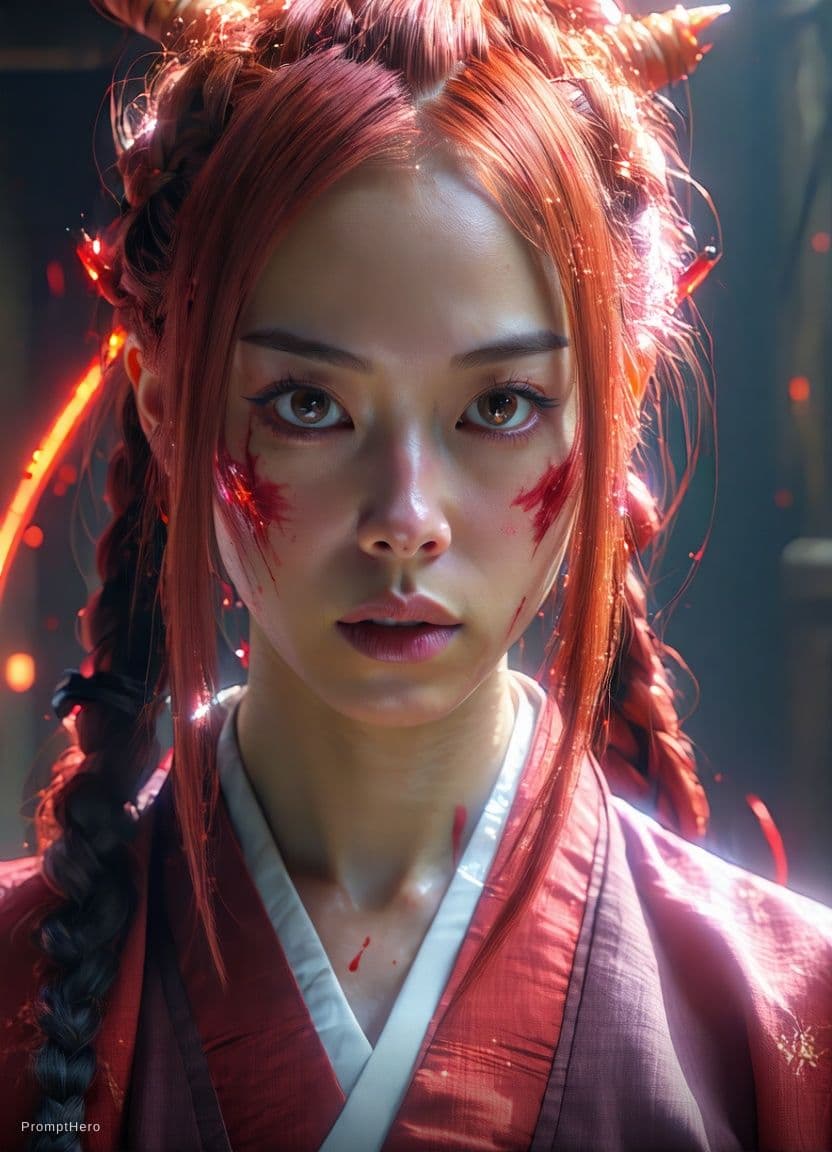 Stable Diffusion prompt: portrait of sukuna with red hairs, jujutsu kaisen,... - Stable Diffusion