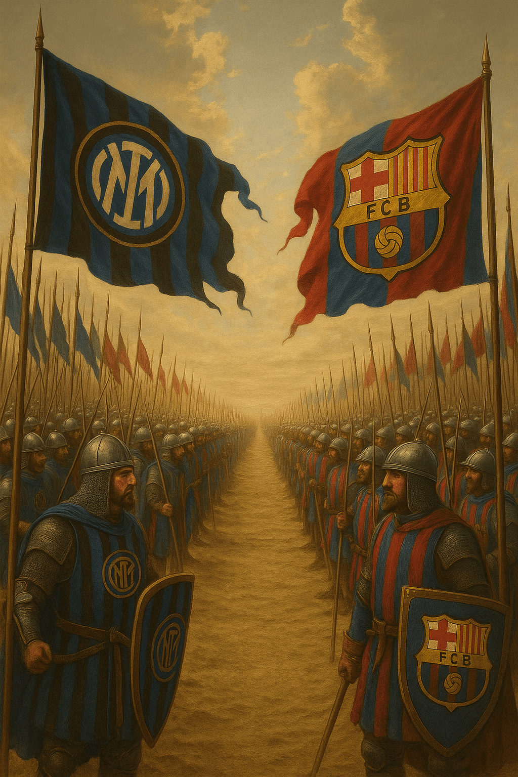 Sora prompt: Two giant medieval armies standing against each ot... - Sora