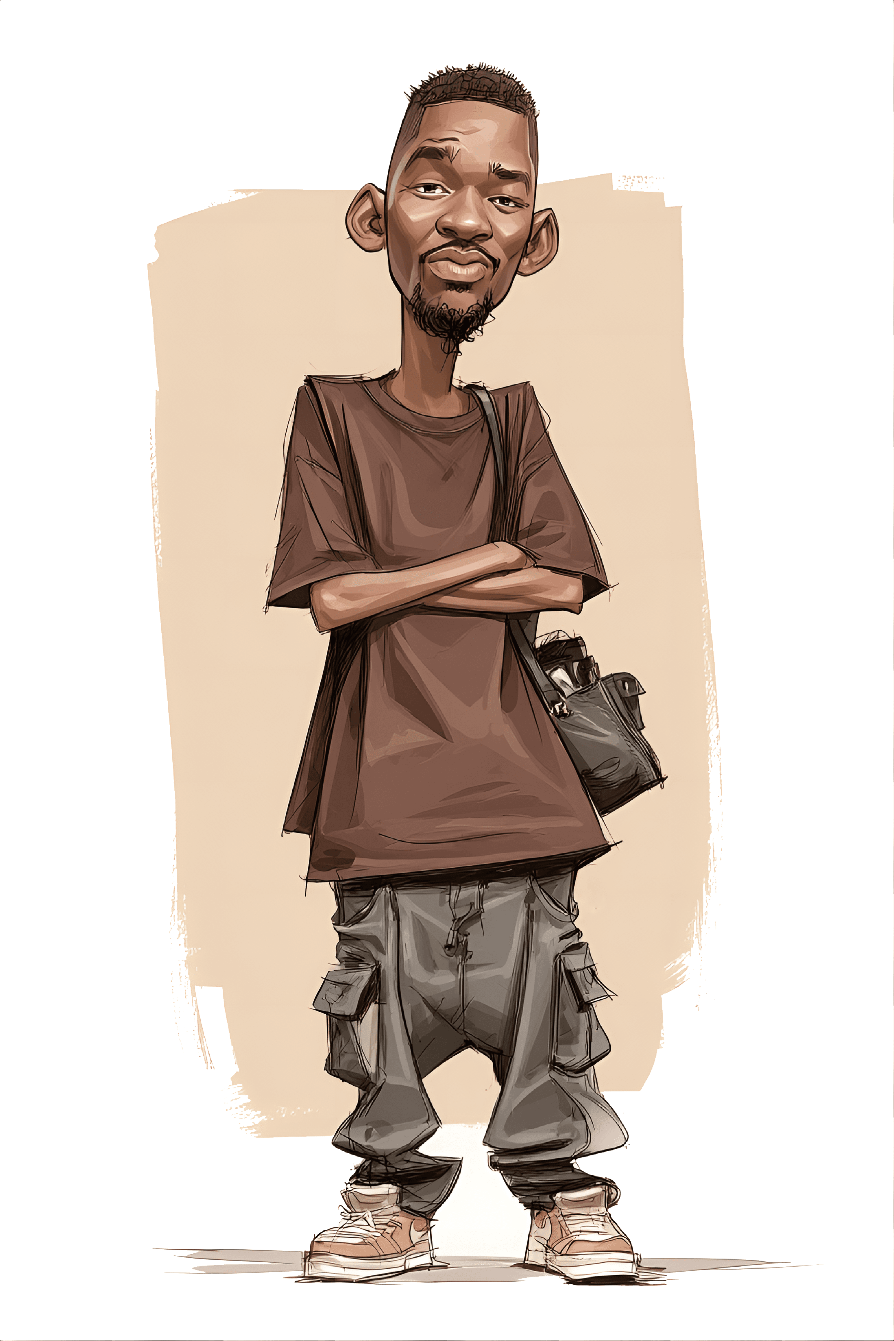 Midjourney prompt: funny caricature, relaxed fashion guy caricature, ... - Midjourney