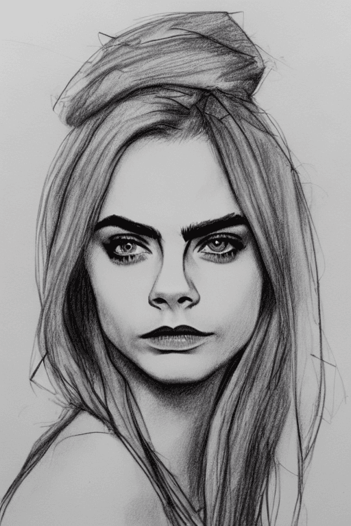 Stable Diffusion prompt: Cara Delevingne, ((amateur) scribble sketch), (smu... - Stable Diffusion