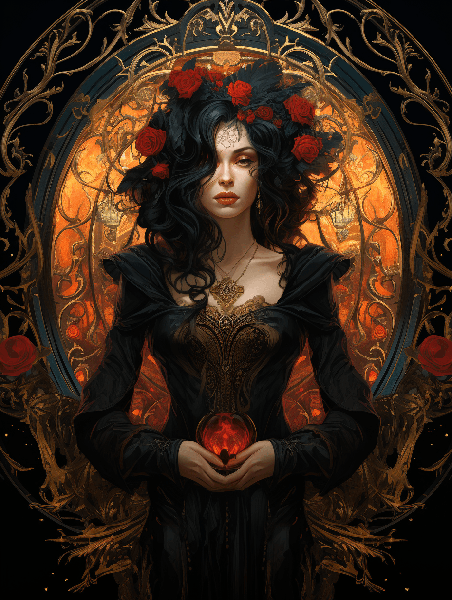 Midjourney prompt: Art Nouveau, portrait, beautiful, atmospheric, 4k,... - Midjourney