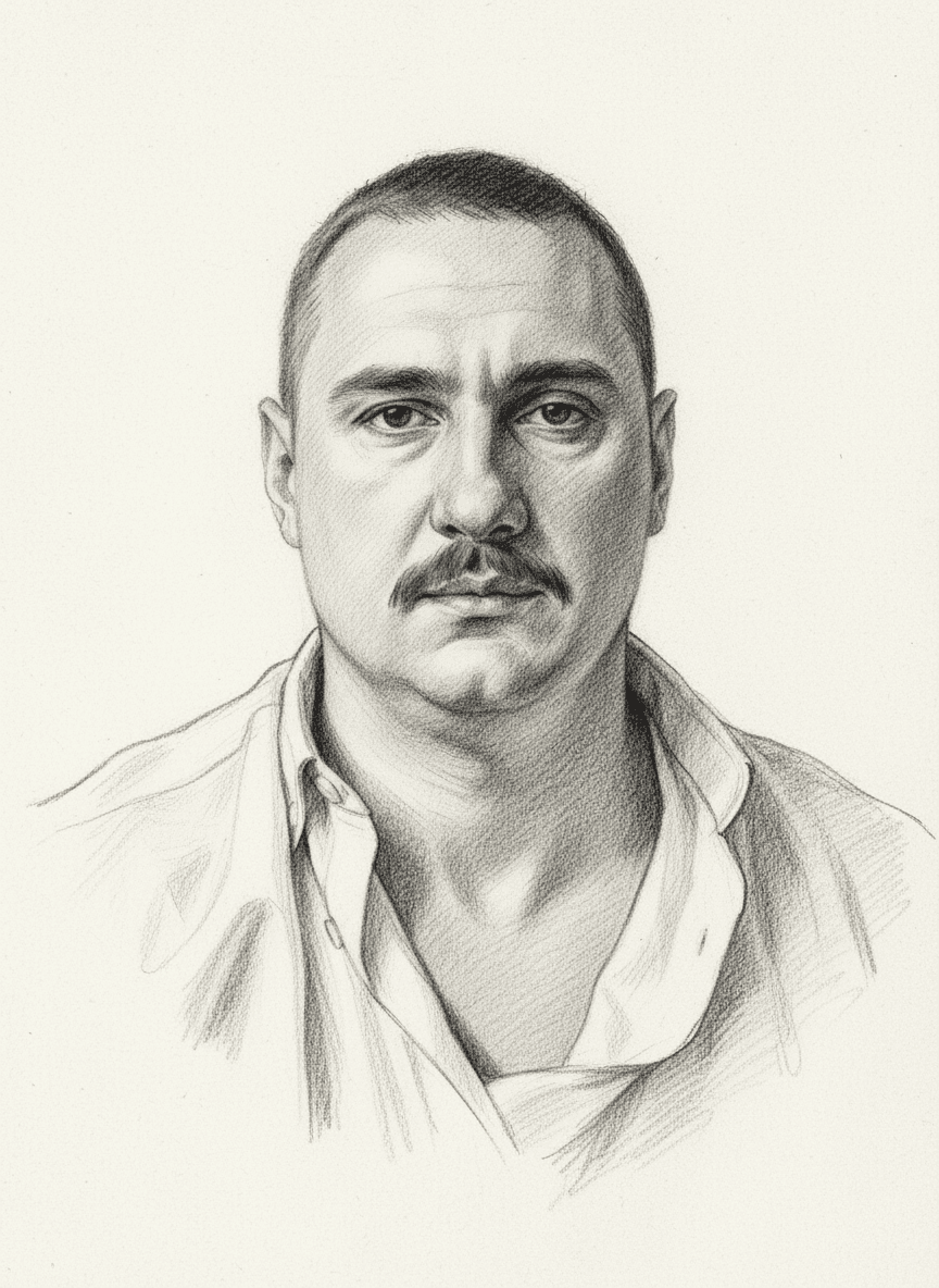 Nano Banana prompt: young man with mustache and short hair, wearing wh... - Nano Banana
