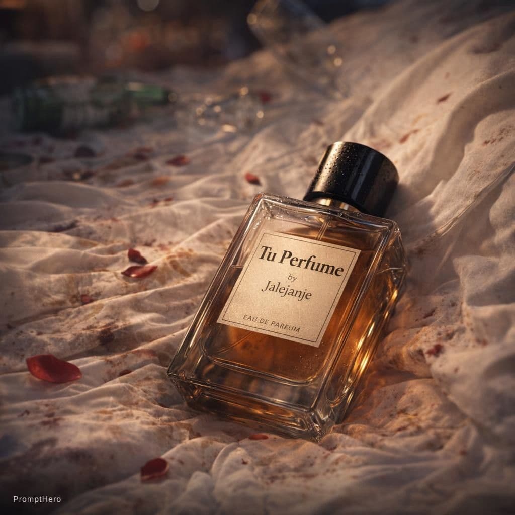 ChatGPT Image prompt: Depressive sad perfume bottle, write "Tu Perfume" ... - ChatGPT Image